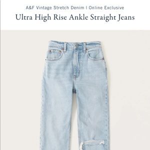 Abercrombie Ultra High Rise Ankle Straight Jeans.